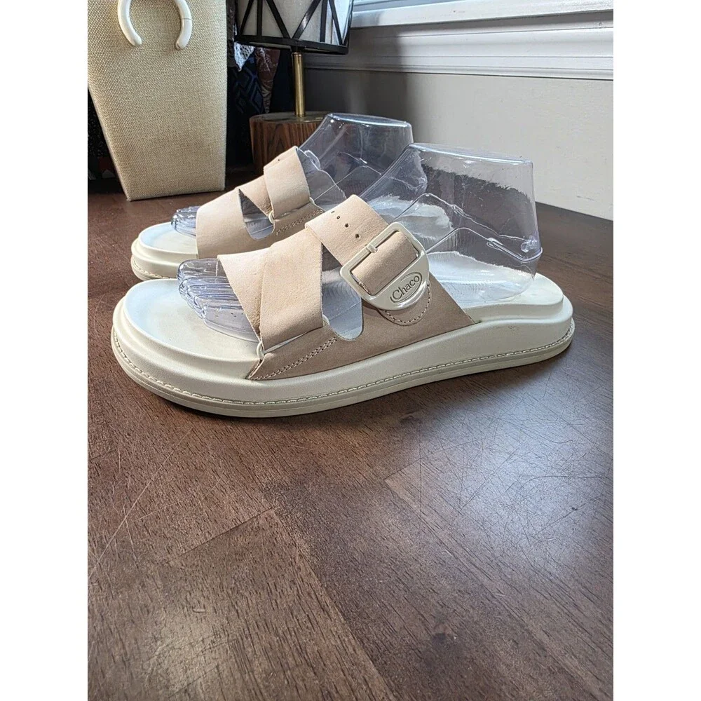 Chaco Townes Slide Leather Sandals Angora Cream Beige Women’s Size 9